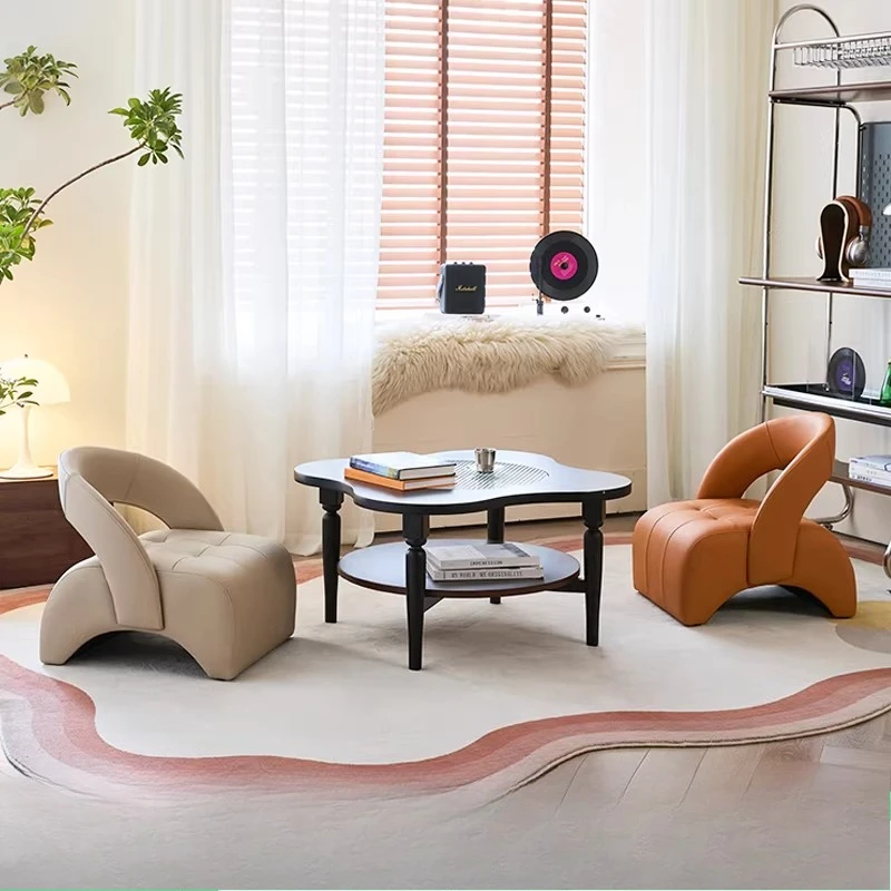 

high-end backrest small chair living room household sofa light luxury low stool small footstool coffee table