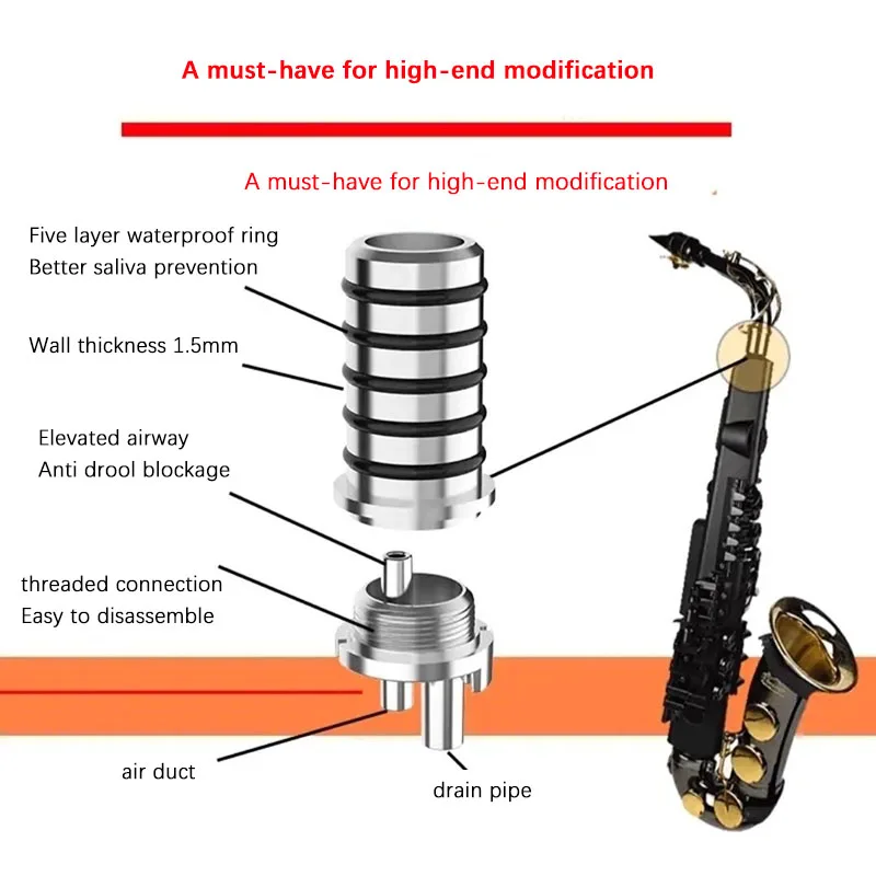 Corrosion Resistant Aluminum Mouthpiece Connection Bend With Drainage Tube For YDS150 YDS120 YDS128C Saxophone