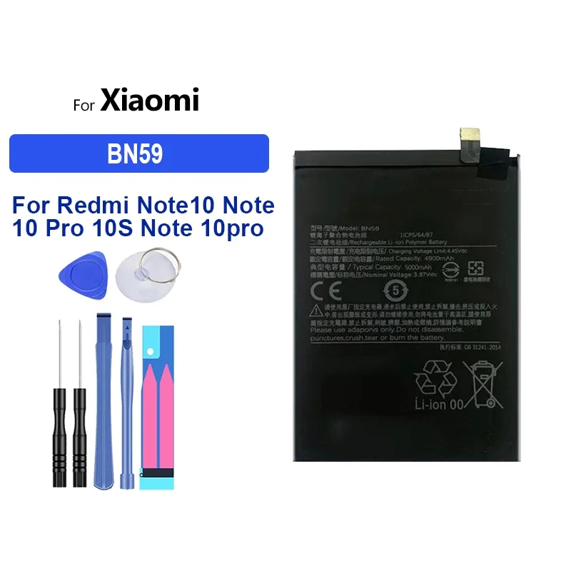 Bateria portátil 4900mAh BN59 para Redmi Note10 Note 10 Pro 10S Note 10pro Bateria de grande potência