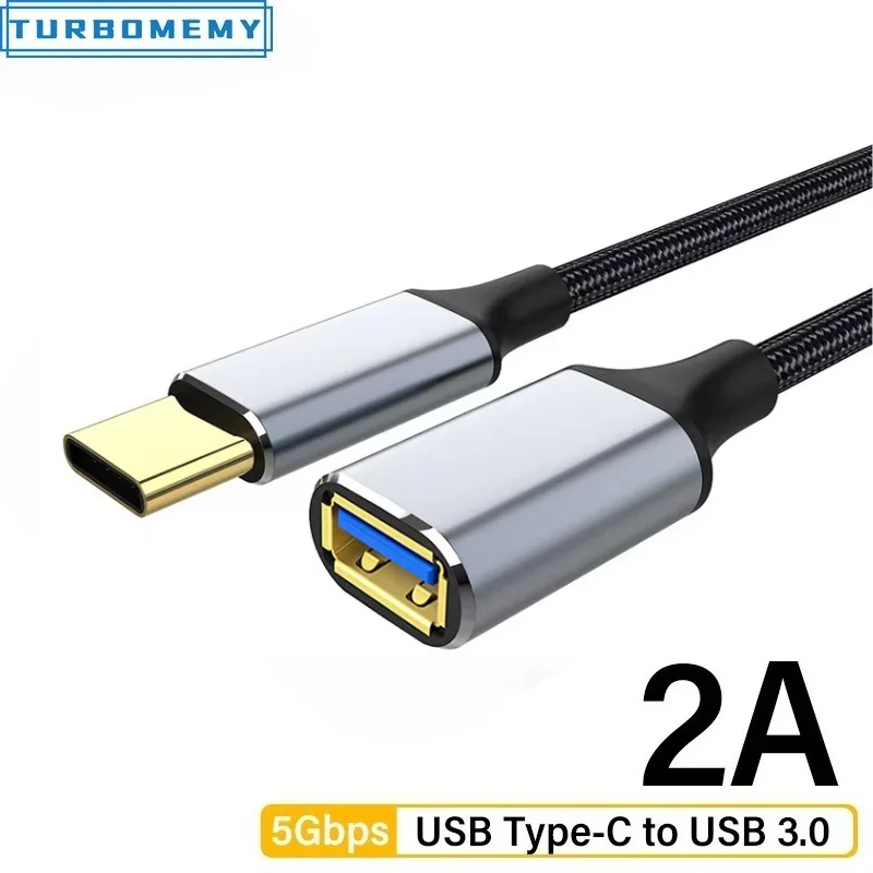 2A USB Type C to USB3.0 Extension Cable Adapter 5Gbps Data Cord Extender for Computer Lapbile Phone 66W Type C Charger Data Cord