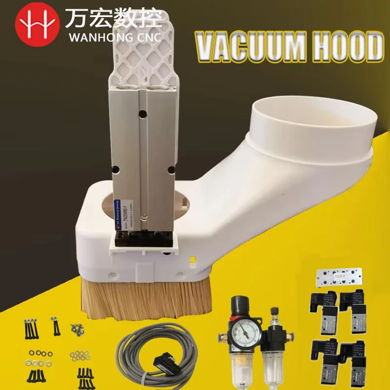 

Pneumatic CNC Dust Collector Vacuum Dust Hood with Blowing for Carving Machine 9KW Tool Change Spindle Cleaner