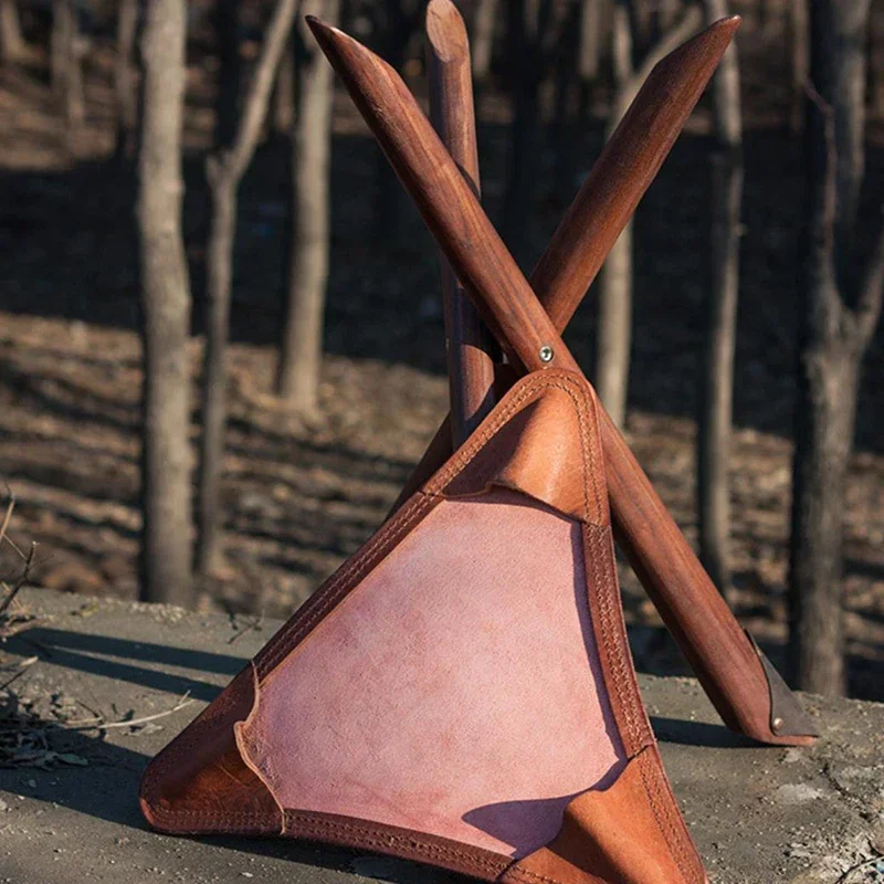 Small Electric Layer Cowhide Triangular Bench Fishing Bench Portable Removable Elm Triangular Main Drawing Bar Screws