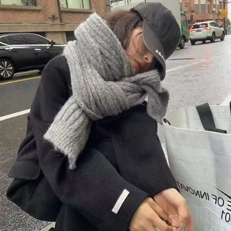 

Wool Blend Knitted Scarves For Women&Men Scarf Shawls Autumn Winter Warm Wraps Scarf Female Neck Scarf Shawls Unisex Scarves