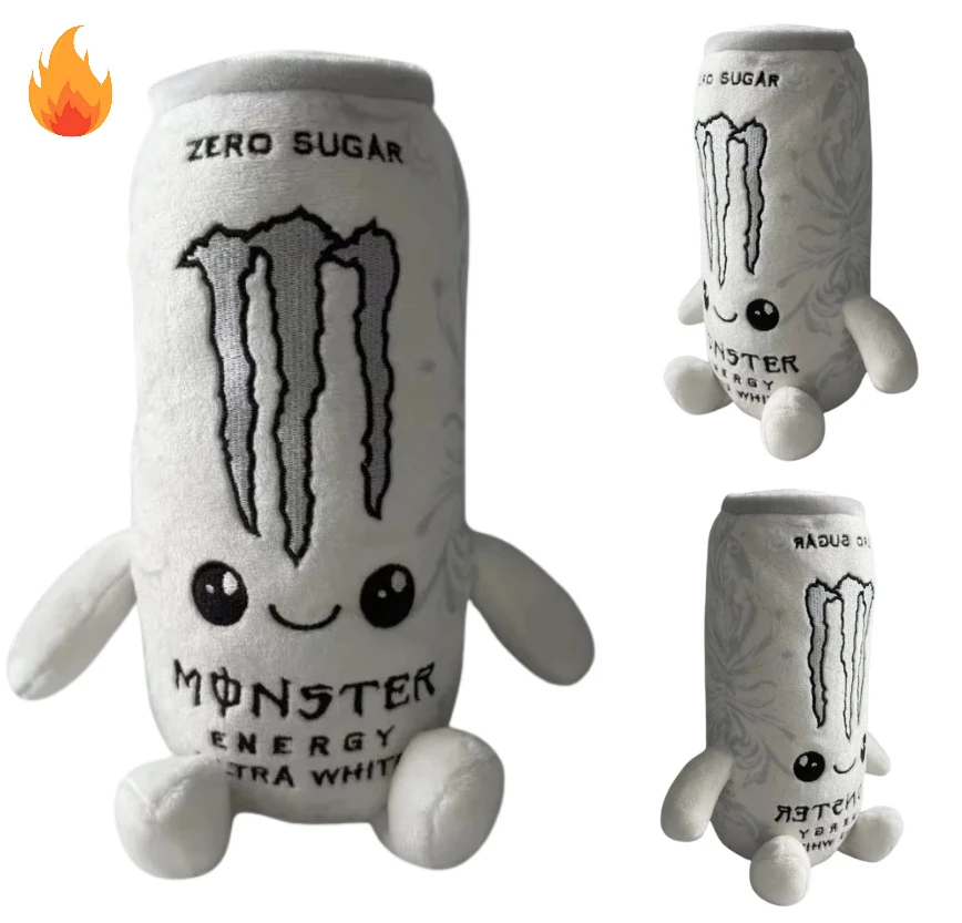 HOT Simulation White Energy Drink Can Shaped Plush Toy Zero Sugar Theme Soft Stuffed Doll Desktop Ornament Holiday Gift For Fans