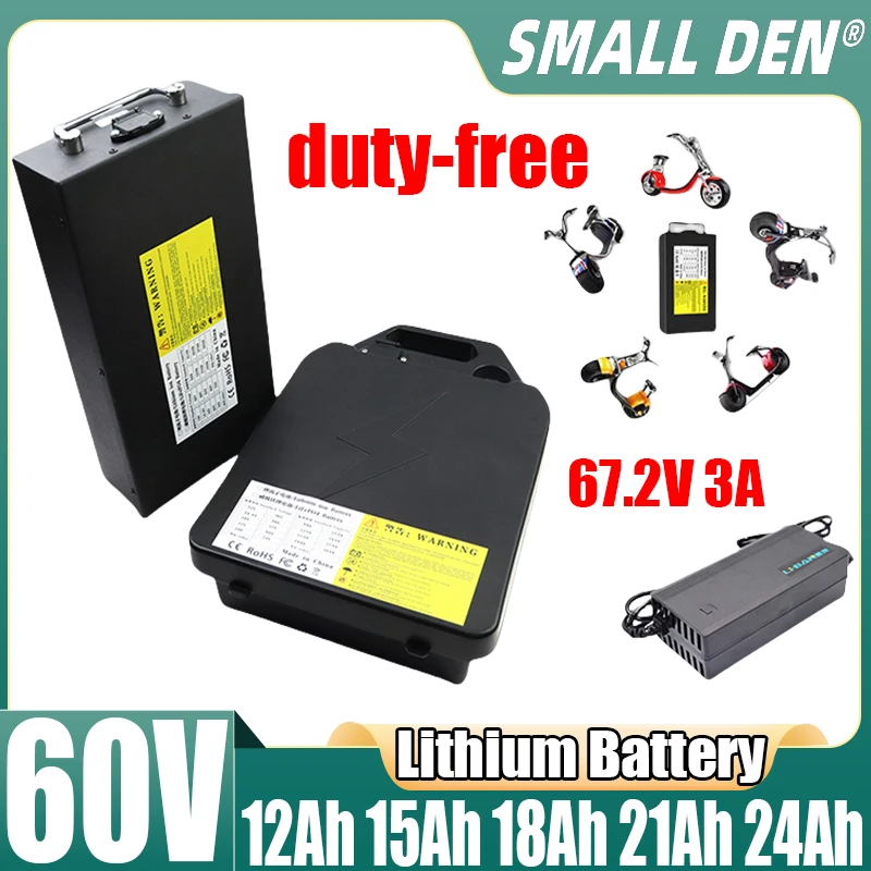 

60v 24ah 21ah 18ah 15ah 12ah new Lithium-Akku für Elektromotor rad 18650 für Citycoco-Roller Elektro fahrrad Duty-Free-Versand