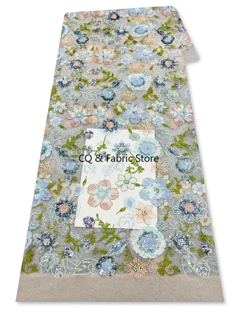 Tela de encaje de malla bordada con lentejuelas brillantes multicolores para vestidos de novia europeos y americanos, vestidos de novia Cheongsams