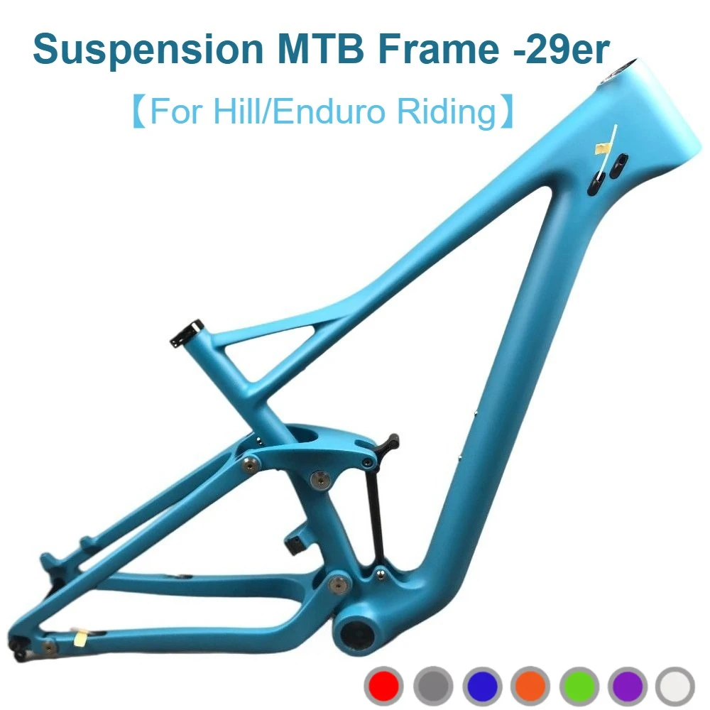 

T1000 3K Carbon Enduro Full Suspension MTB Frame 29er 122mm Travel 12x148mm Boost Thru Axle PF30 BB Custom Color Matte Glossy
