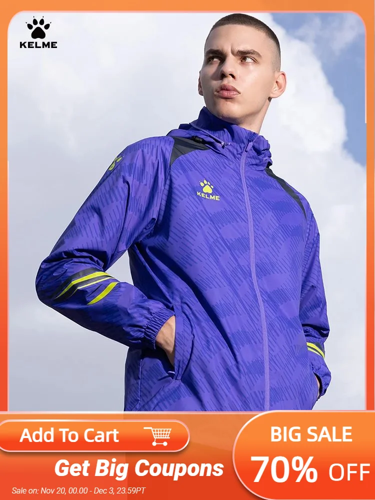 

Kelme Goes To The Asian Cup Series Training Woven Jacket Windproof Hoodie Loose Running Sports Jacket Outdoor
