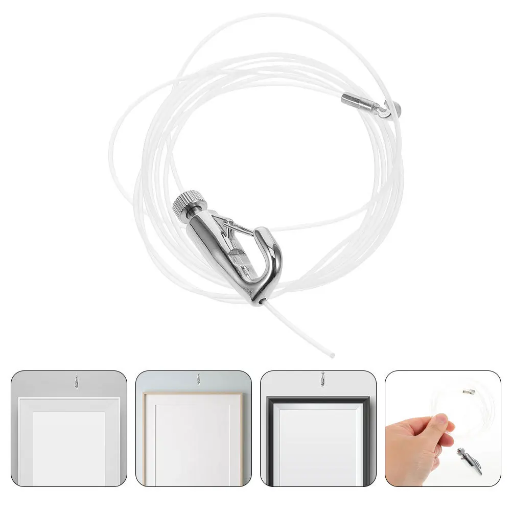 

4Sets Adjustable Picture Hanging Wire System Rope Rail Hooks for Frames Mirror Hanging Kit