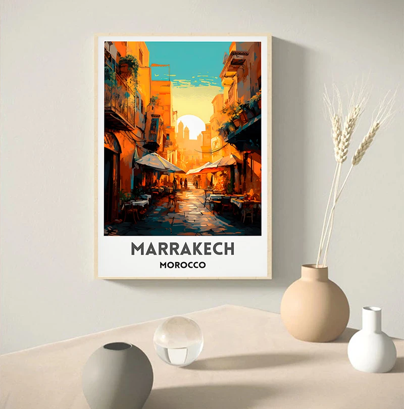 Moroccan Travel Tanger Wall Art Canvas Painting  Print Marrakesh Architecture Poster  Art Picture Decoration Home Wall Decor