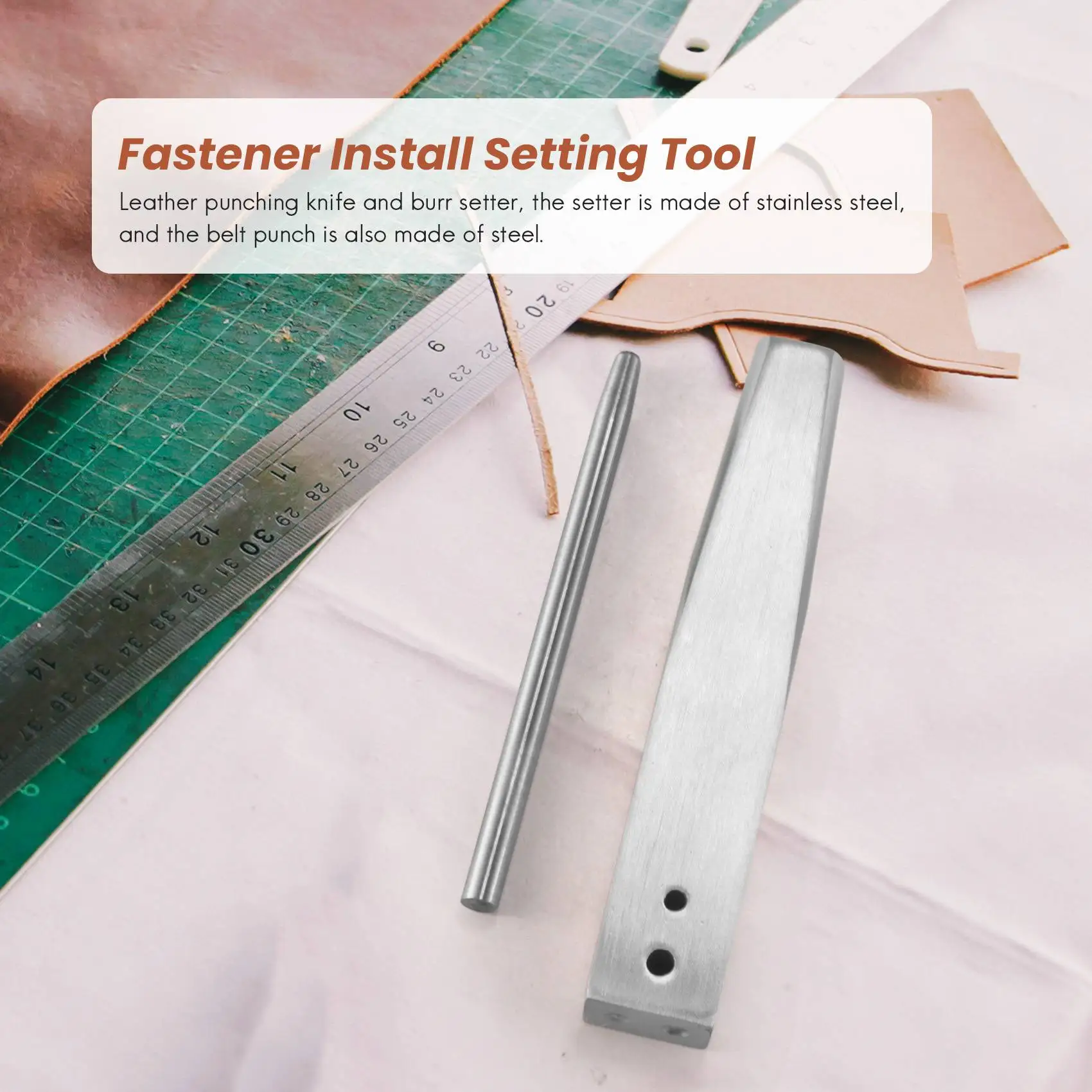 A55TRed Copper Rivet and Burr with Burr Setter Copper Rivet Fastener Install Setting Tool and Hole Punch Cutter