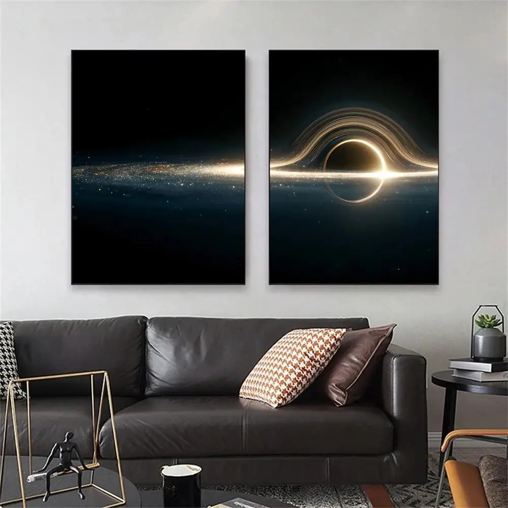Black Hole Accretion Disk Cool Painting Calligraphy Canvas Poster Wall Art Interior Hallway Home Decoration Holiday Gifts
