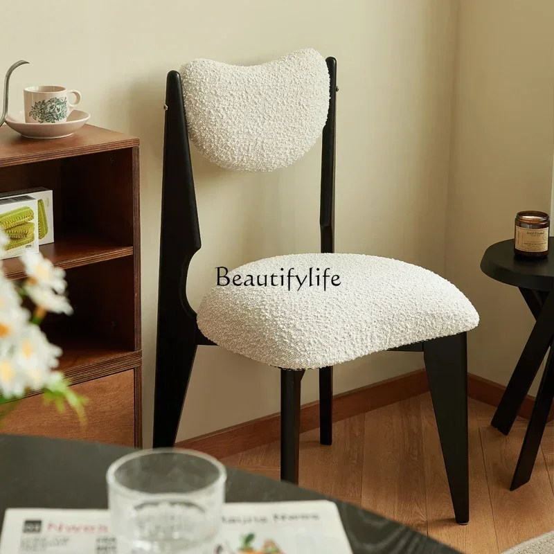 

NEW Nordic retro solid wood dining chair home designer backrest black casual chair modern simplicity