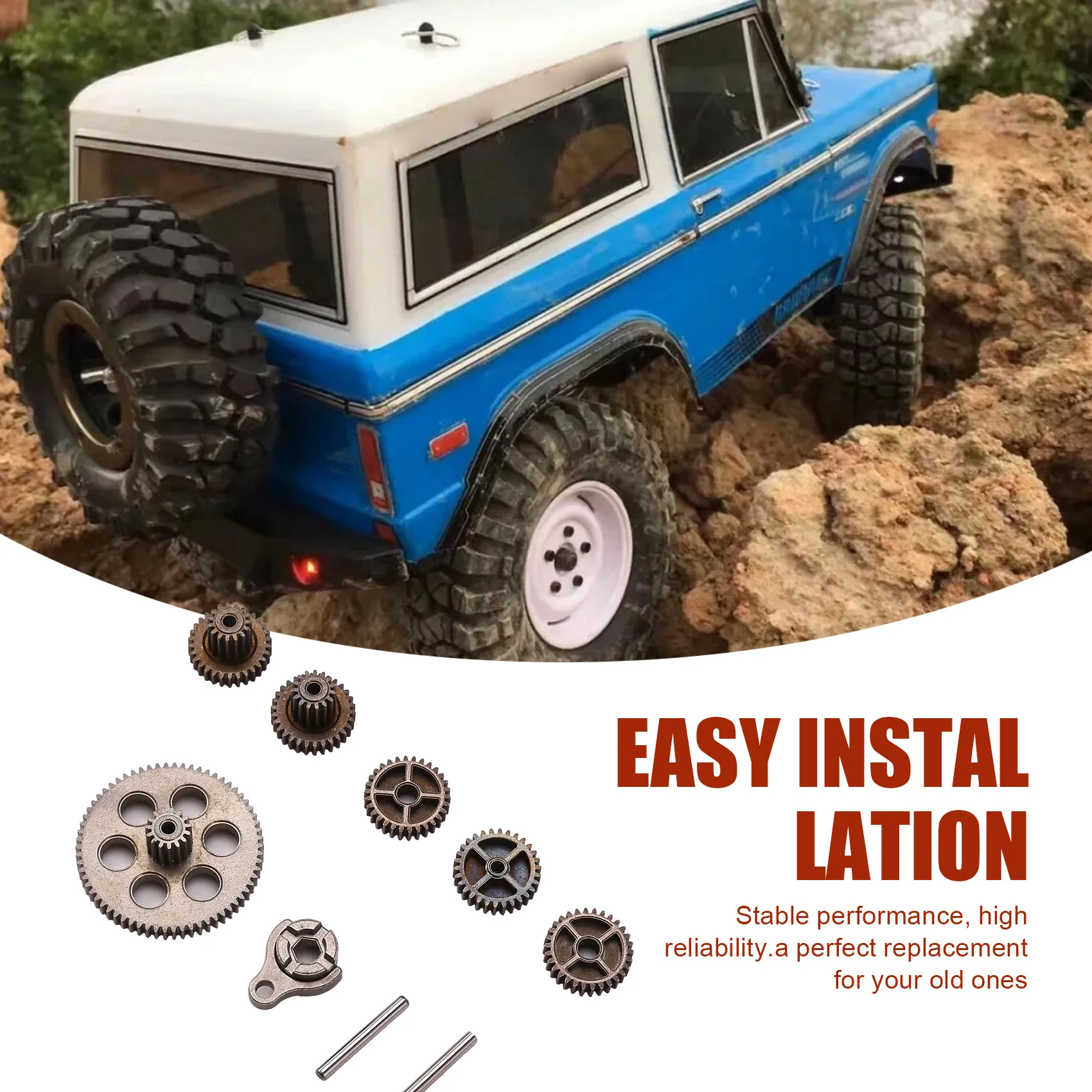 AS96-8Pcs เกียร์เหล็กแข็ง Rc ชุดเกียร์สําหรับ FMS FCX24 1/24 RC รถอะไหล่อัพเกรด