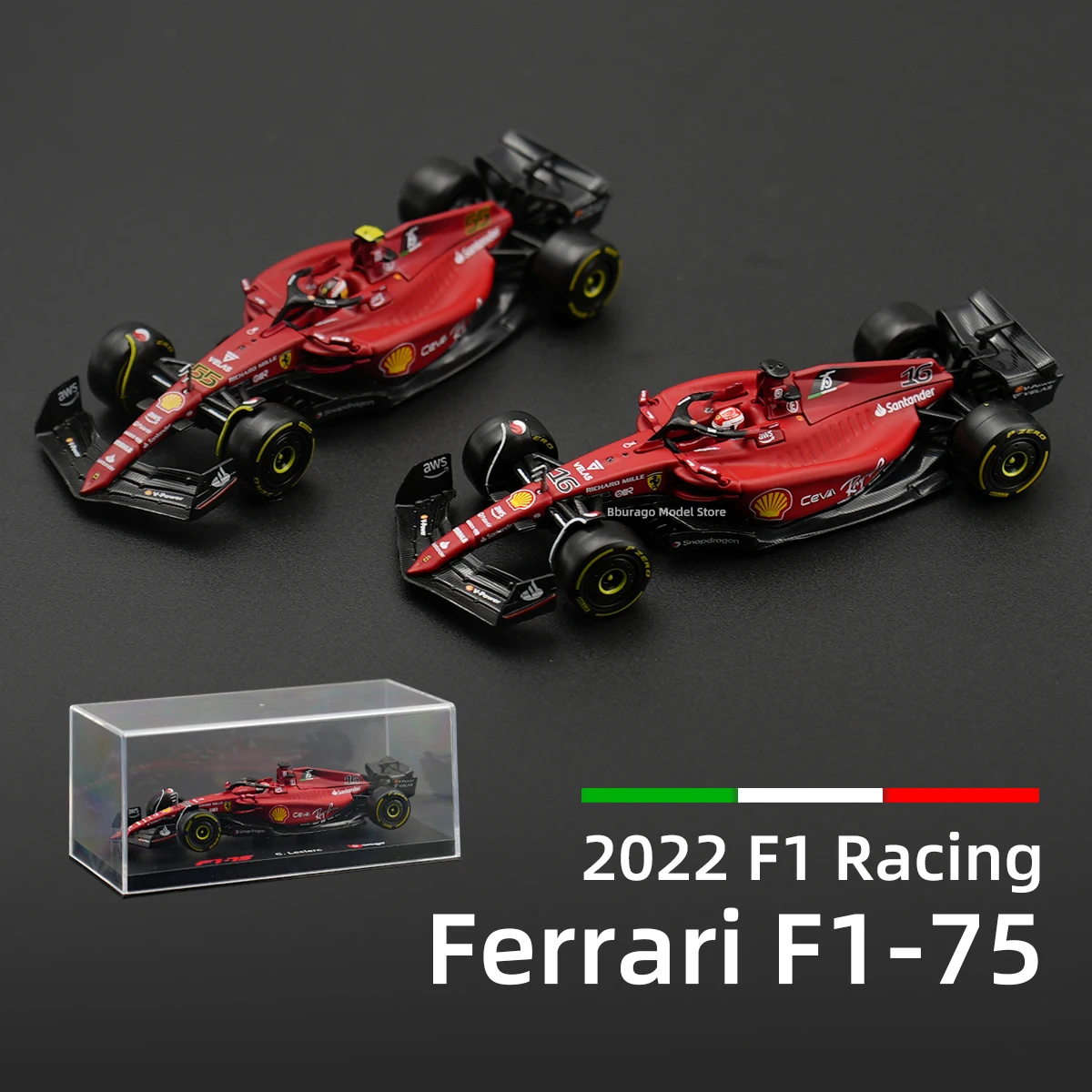 Bburago 1:43 Ferrari F1-75 F1 Formula Racing Car Static Die Cast Vehicles Collectible Model ToysAcrylic Box