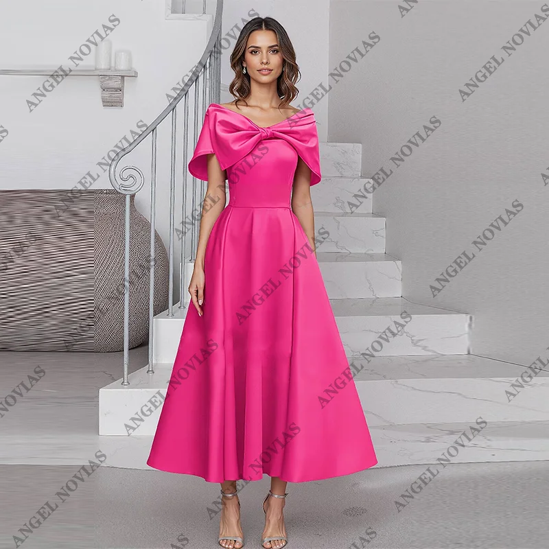 Lunghezza tè personalizzato Lavanda Abiti per la madre della sposa Abito per invitati al matrimonio vestido de festa de casamento