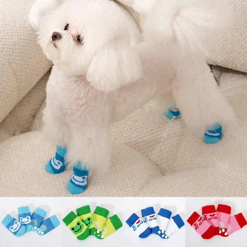 Winter Soft Warm Dog Socks Colorful Pet Cute Cat Shoes Knit Socks Pet Socks For Puppy Dog Anti Slip Breathable Sock Pet Supplies