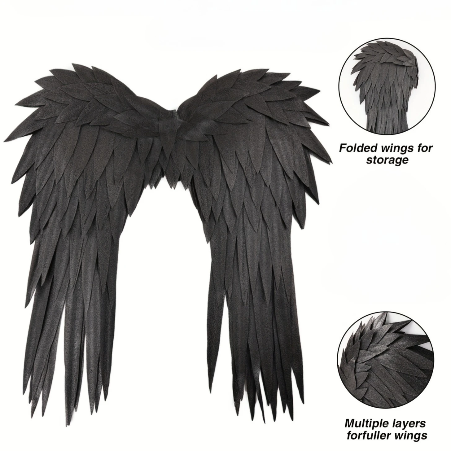 Angel Wing Costume Accessory - Realistic -Free Wings with Soft Wing Tips & Elbow Pads, Lightweight Fairy Wings for Halloween