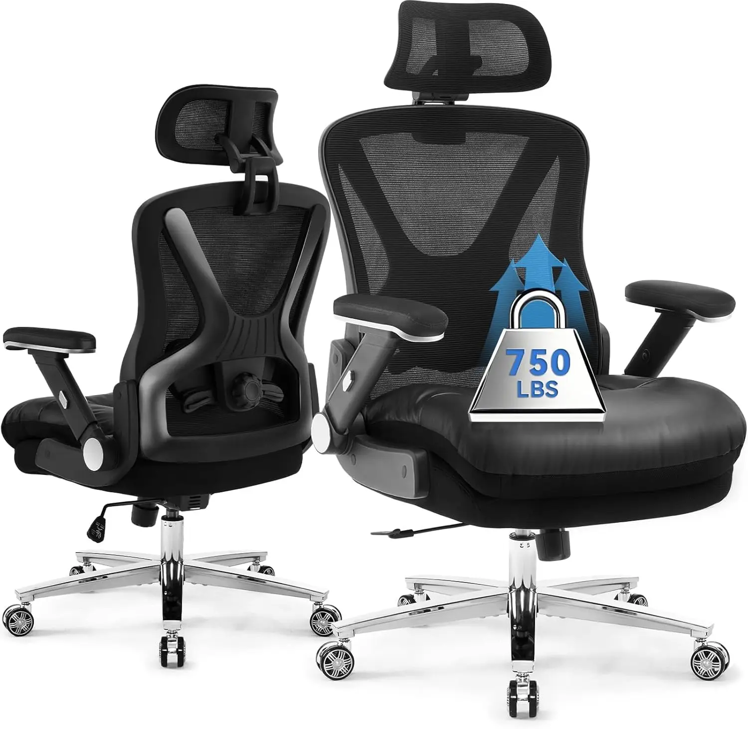 Office Use, Mesh Material, No Color Mentioned, 750lbs Capacity, Upgrade, 5D Flip Arms