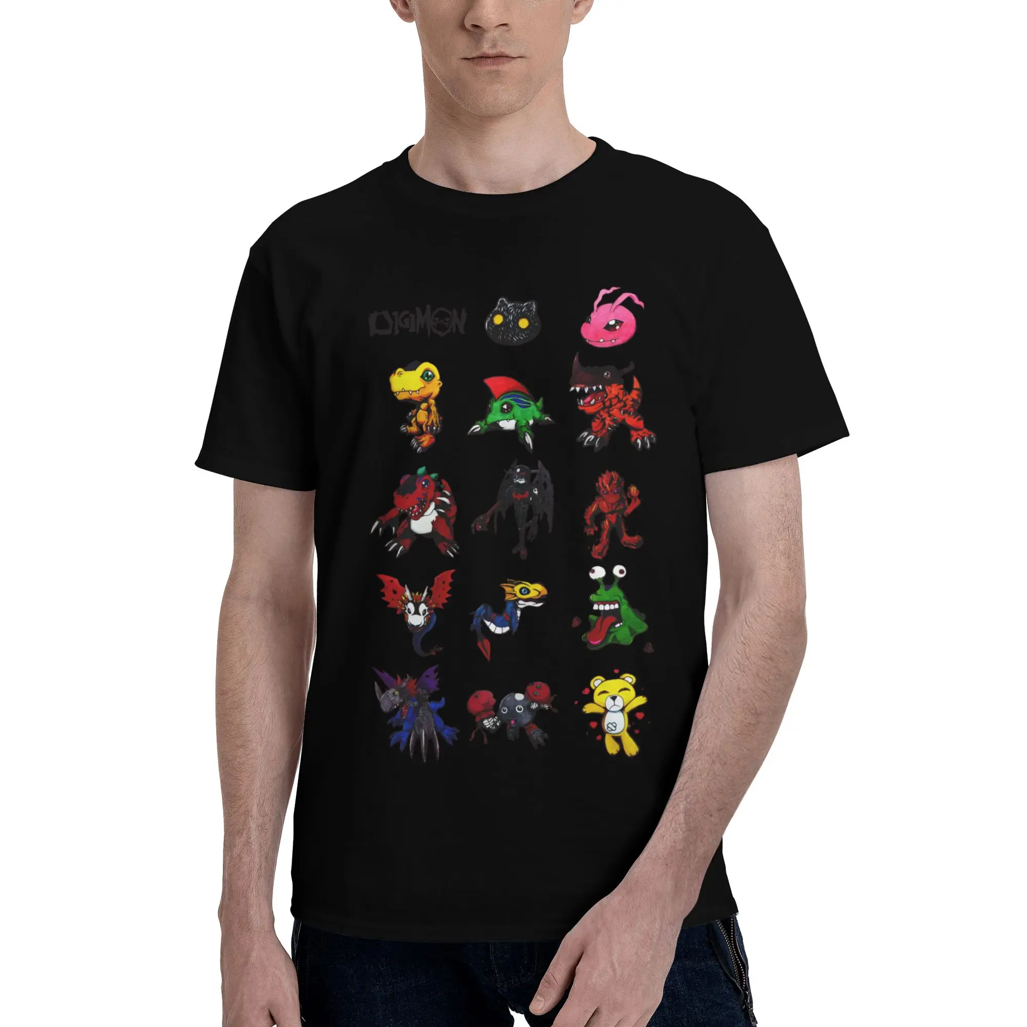Digimon 17 Funny 100% Cotton T-Shirt Bandai Tops Tees For Men