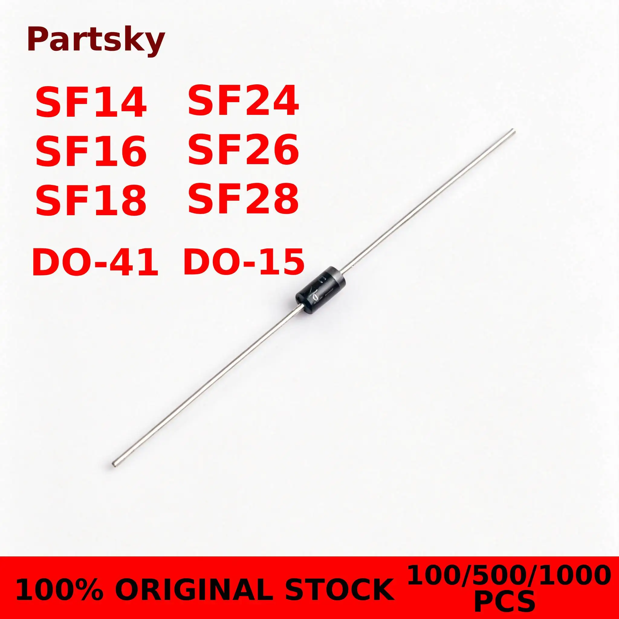 100/500/1000pcs NEW SF14 SF16 SF18 DO-41 SF24 SF26 SF28 DO-15 200V 400V 600V 1A 2A Ultra Fast Recovery Diode IN STOCK