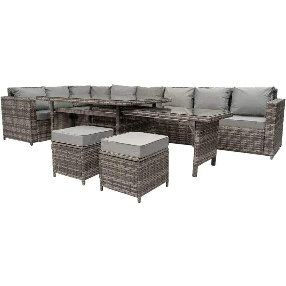 

Custom Contemporary Garden Furniture Rattan Garden Furniture Dining Set with Extending Table