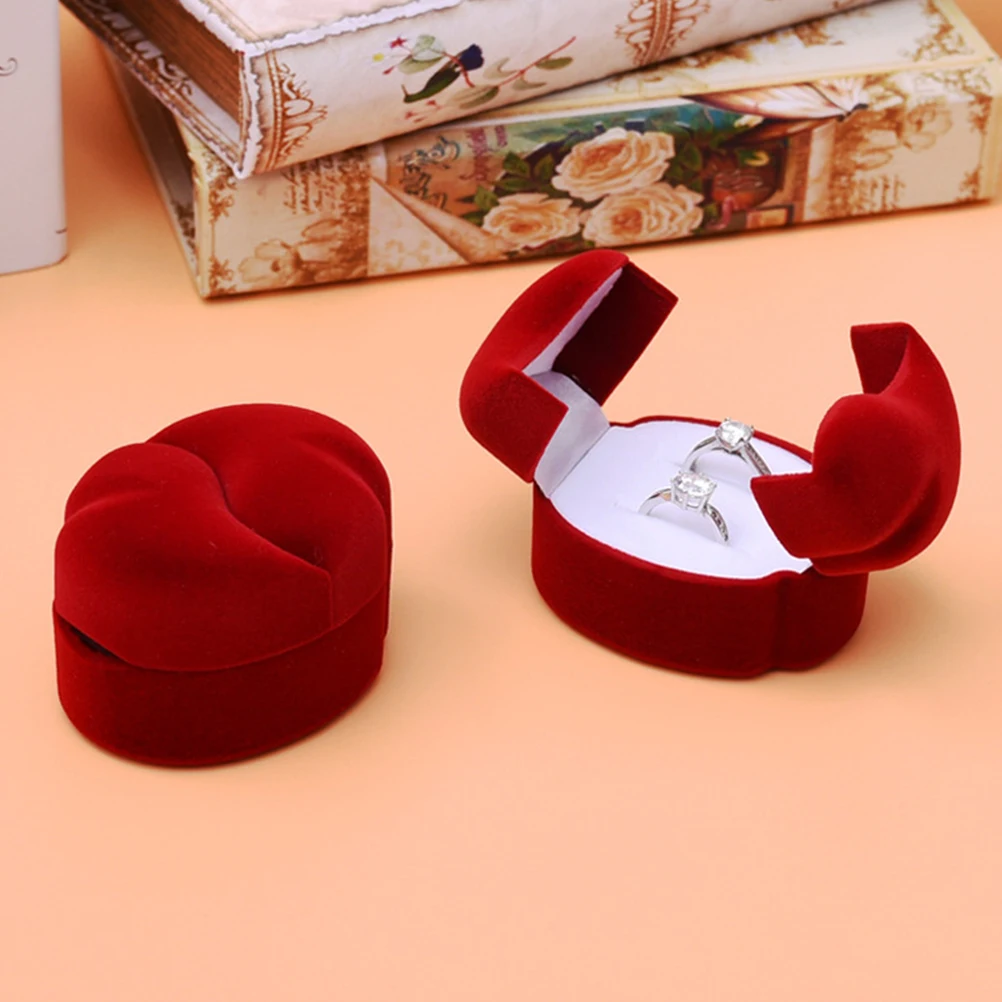 

2 Pcs Ring Box Rings Couple Storage Case Jewelry Holder Organizer Bracket Fabric Lovers Display