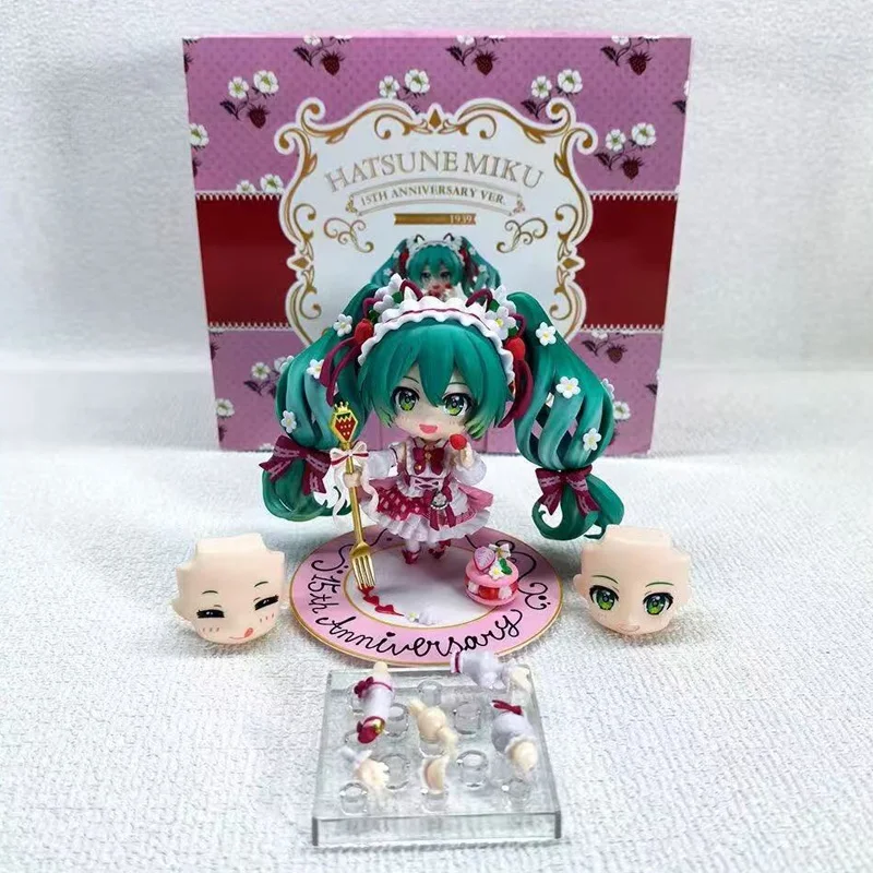 Anime Hatsune Miku Strawberry Cake Nendoroid #1939 Action Figure Model Toy 15th Anniversary Edition Collectible Ornament Gifts view 5