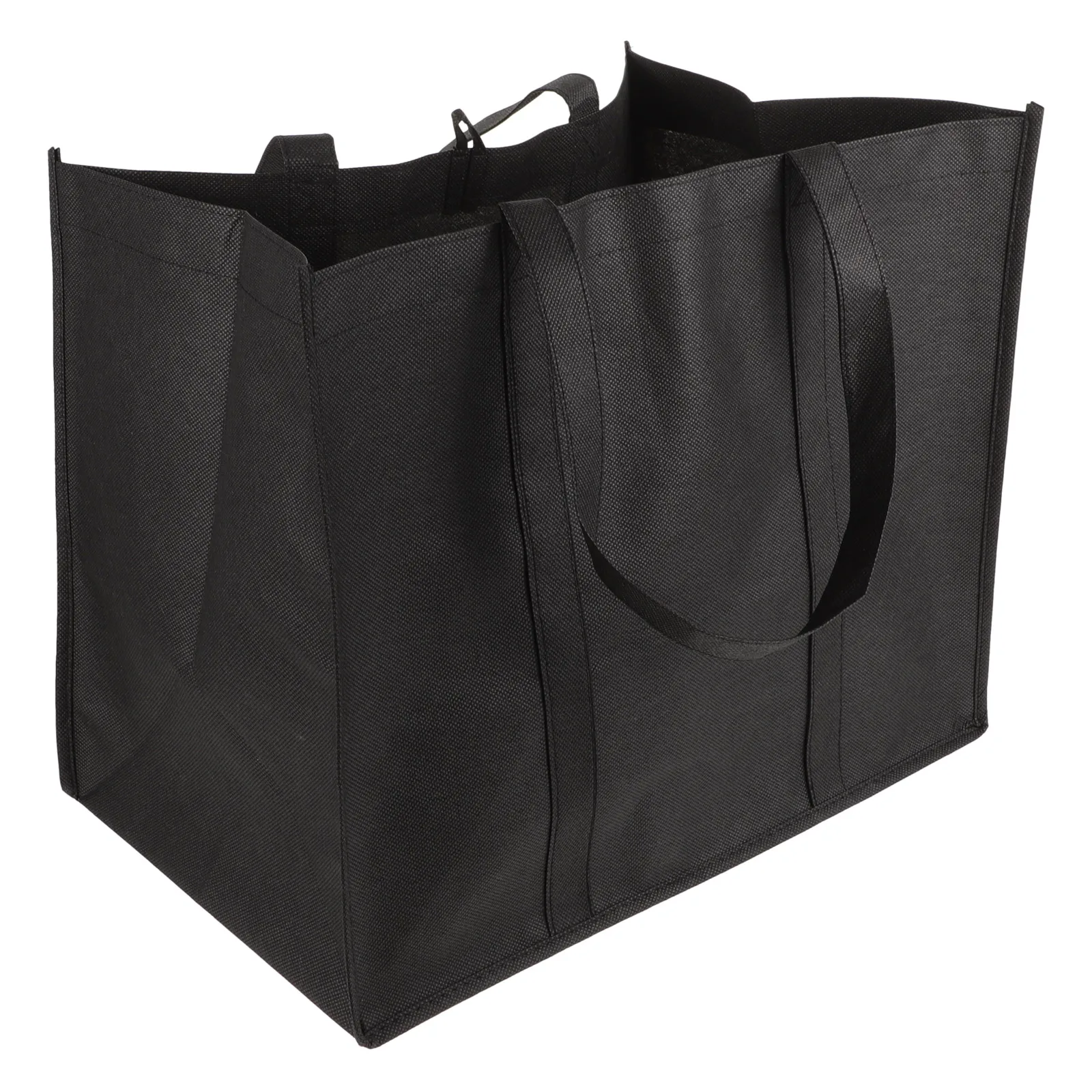 

5pcs Black Non-woven Grocery Bags Reusable Shopping Foldable 41x26x33cm Large Capacity Picnic Food Bag Portable Camping Thermal