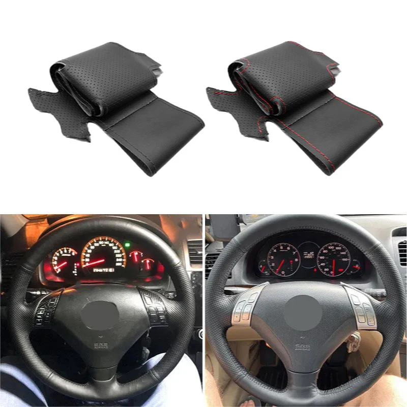 Hand-stitched Car Steering Wheel Leather Cover For Honda Accord Coupe 7 Accord (Euro) 2003 - 2005 Acura TSX 2004 - 2008 3-Spoke