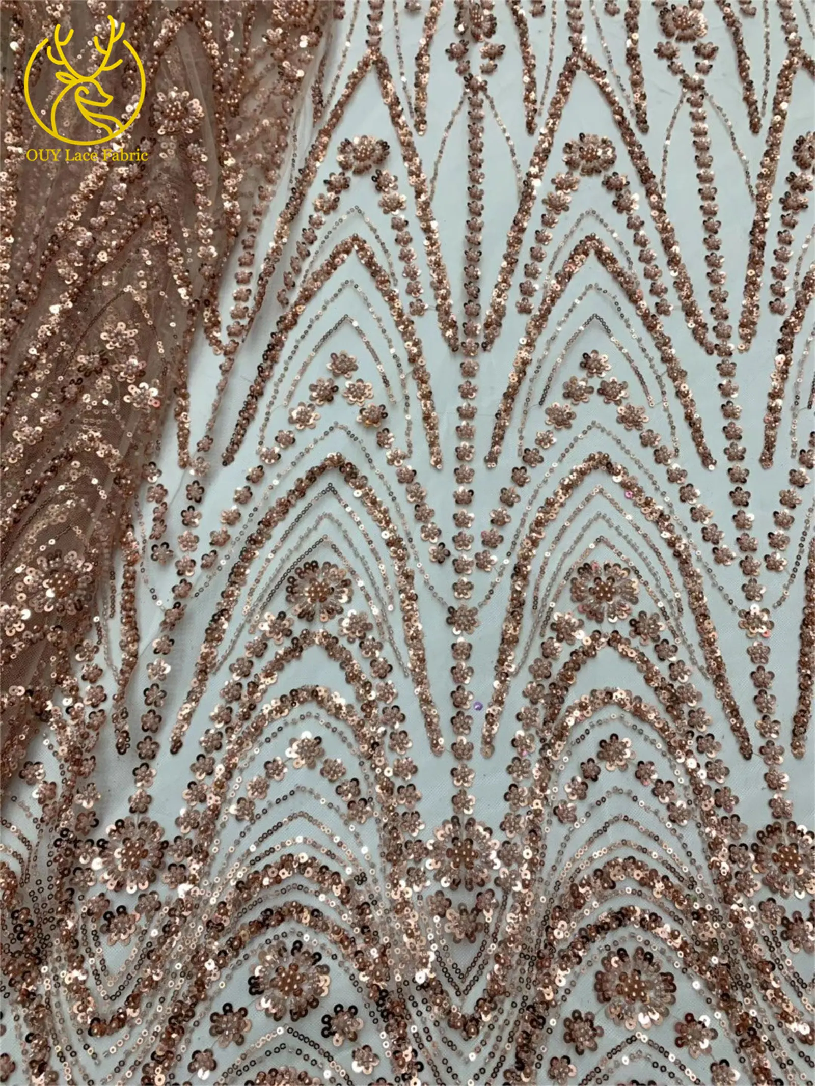 ผ้าลูกไม้ลูกปัดสีทองแอฟริกัน 2026 ผ้าลูกไม้ชีฟองประดับเลื่อมคุณภาพสูงจากไนจีเรีย เหมาะสำหรับตัดเย็บชุดงานแต่งงาน