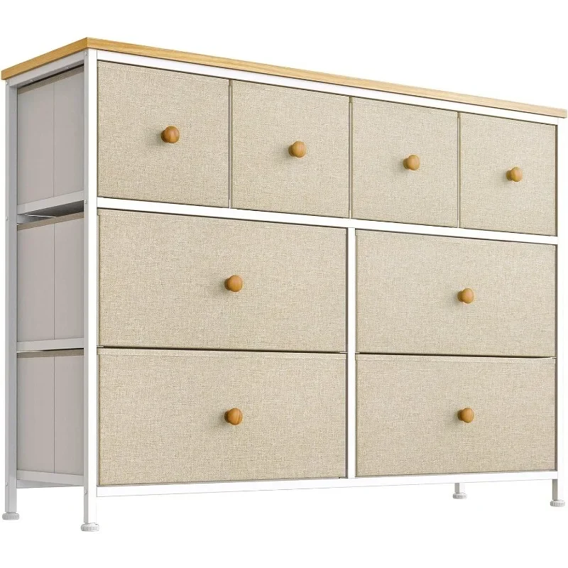 

8 Drawer Dresser for Bedroom Faux Leather Chest of Drawers Closets Large Capacity Organizer