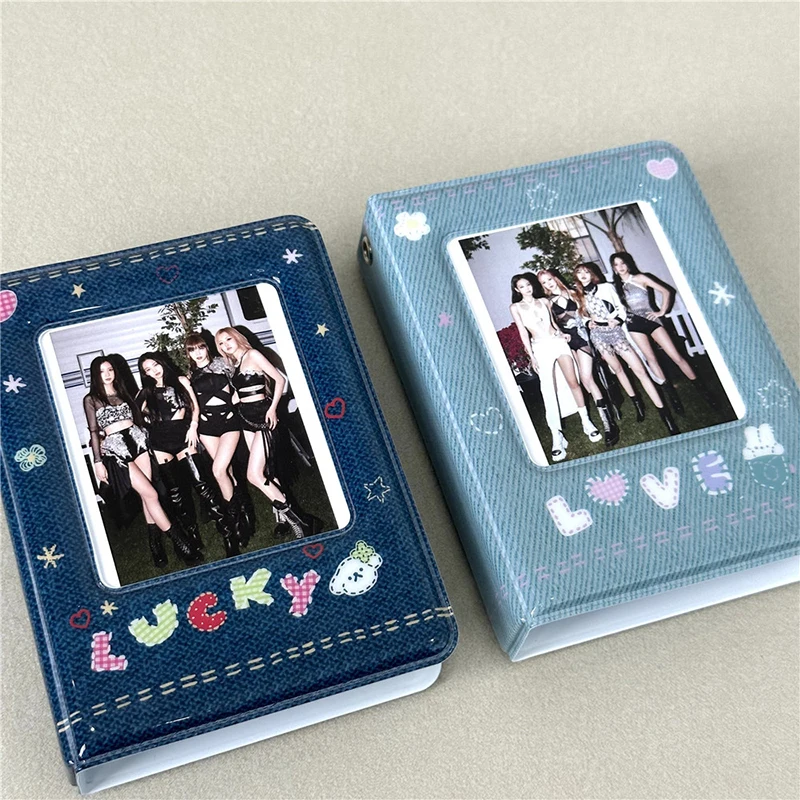 3 Inch Cute Denim Photo Album Kpop Idol 40 Pockets Photocard Holder Binder Album Instax Collect Book Photo Storage Case