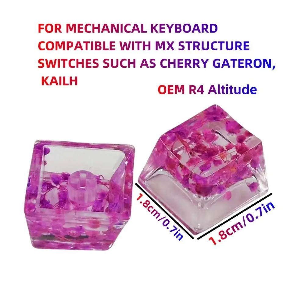 Handmade Keycap Teclado Mecânico, Translúcido Seco Flower Keycaps, DIY Deixa Decoração, Resina Keycap, Cereja MX, OEM, R4