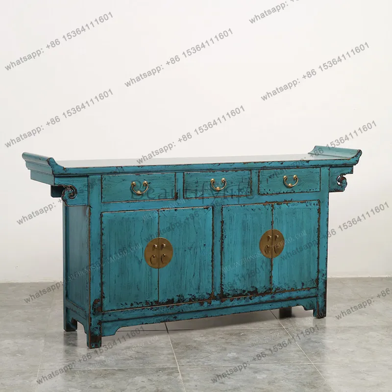 XX. New Chinese-style solid wood antique and old warped entrance foyer locker