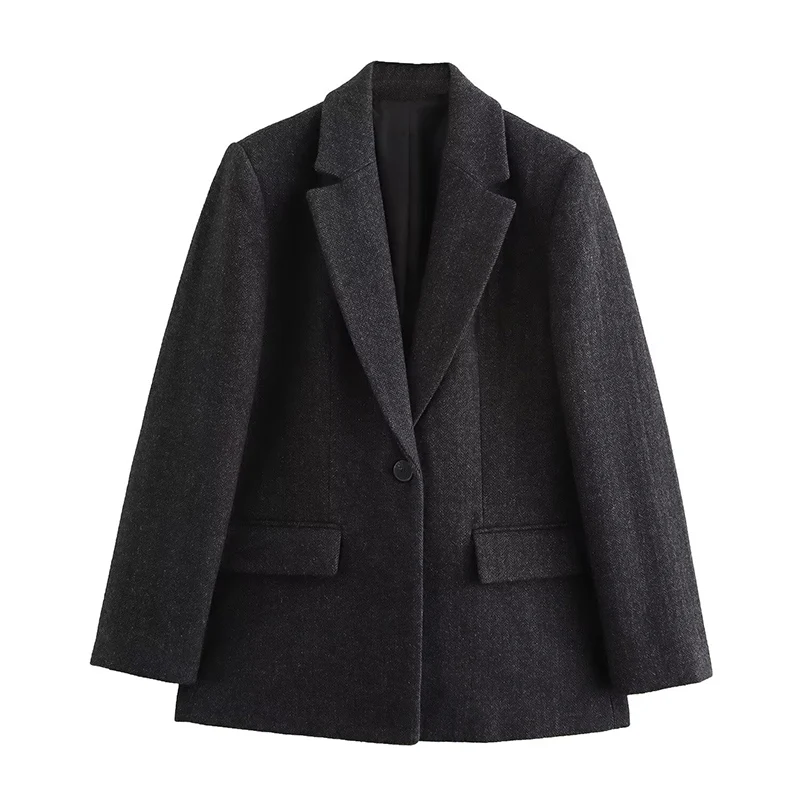 Streetwear Blend Suit Jacket for Woman Fashion Single Button Blazer Women Autumn Winter Korean Elegant Office Lady Blazers Coat - Image 2