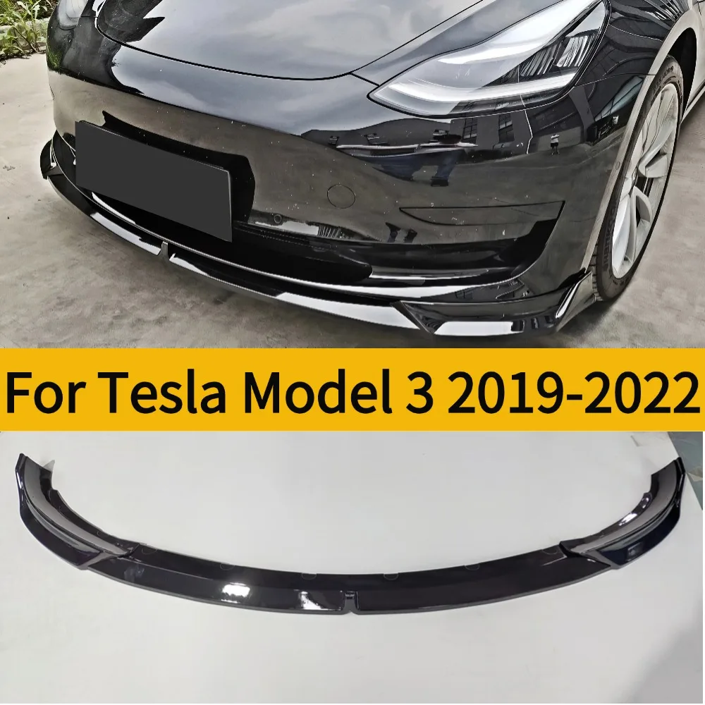 For Tesla Model 3 2019-2022 Front Bumper Lip Spoiler Splitter Chin Guard Aesthetic Enhancement Styling Tuning Accessory