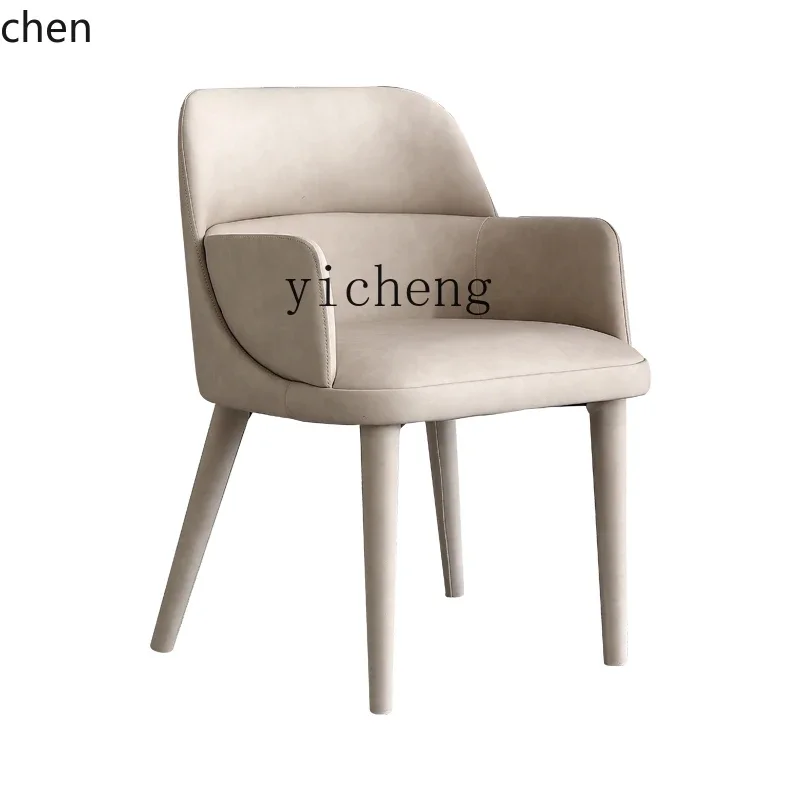 

YFY minimalist retro dining chair, leather leisure chair high backrest double armrest book desk and chair