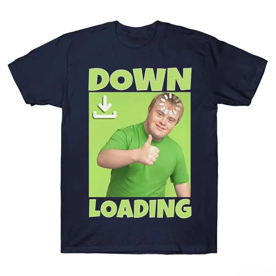 Down Loading Funny Meme T-shirt Summer unisex Loose and Breathable cotton T-shirt Top