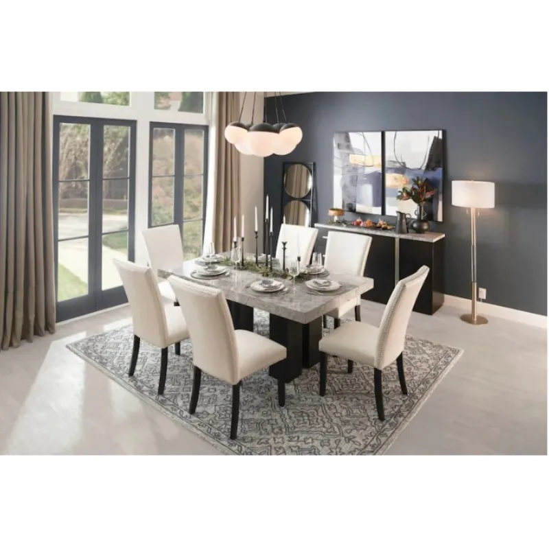 Gray Marble Tabletop Marble Top Dining Table With Metal Base Modern Royal Dining Set