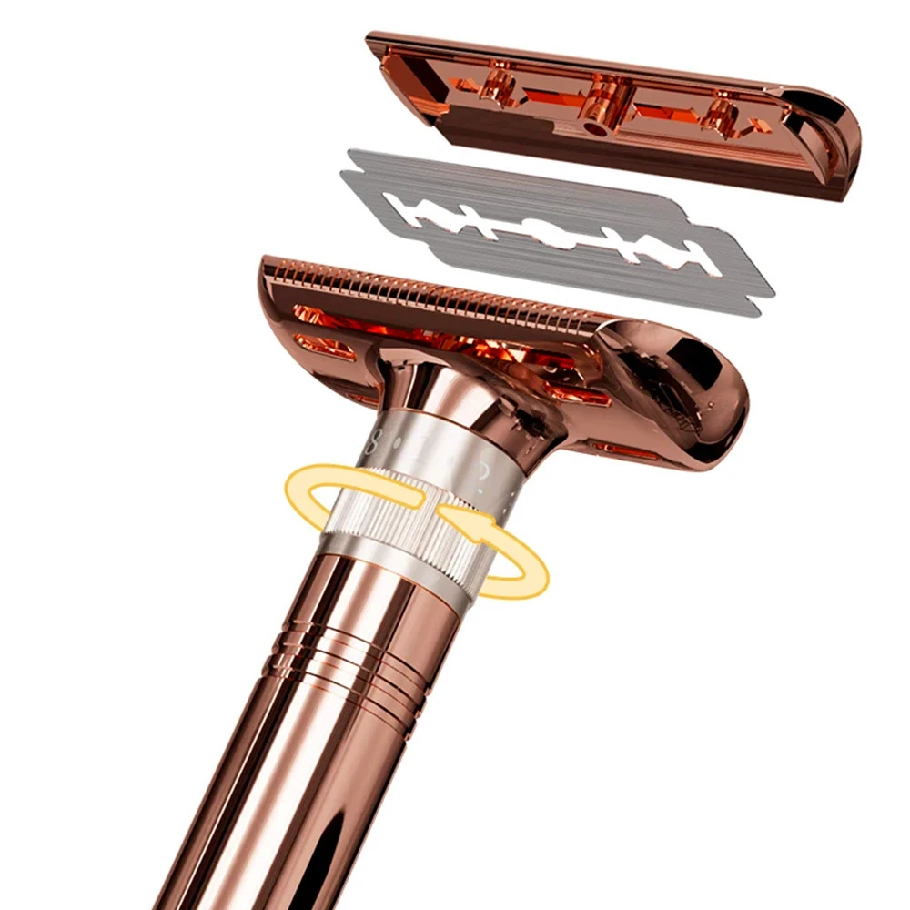 Adjustable Double Edge Safety Razor for Men 1-8 Levels Adjustable Wet Shaving Razor Polished Black Metal Non-Slip Handle Razor view 5