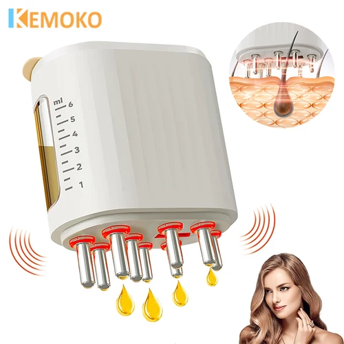 Masaje eléctrico del cuero cabelludo, aplicador de microcorriente EMS, cuidado del cabello, bola de aceite esencial, masaje, luz roja, vibración, promueve el crecimiento del cabello