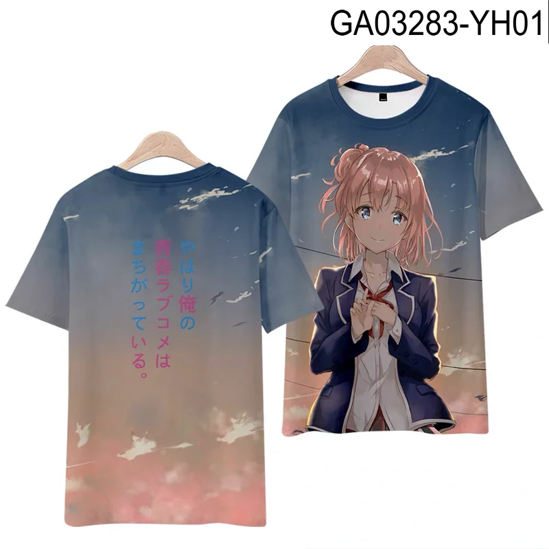 日本のアニメデザインのTシャツ,ラウンドネックの半袖Tシャツ,夏のストリートウェア,大きなサイズ