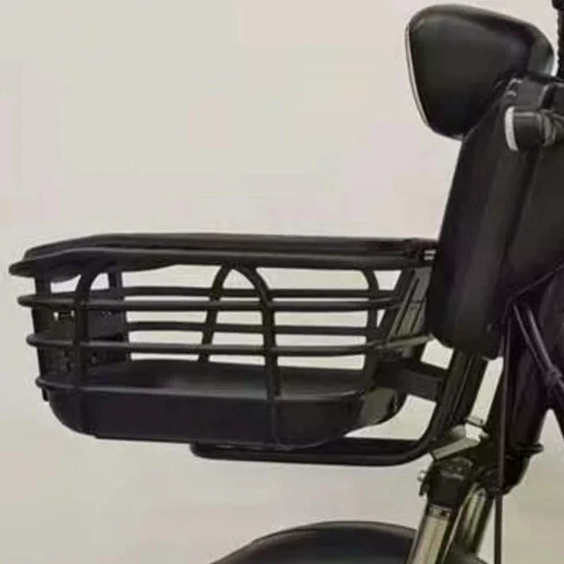 Black Anti-Extrusion Bike Basket; Large Capacity; Removable Front Design; Suitable for Electric Bikes