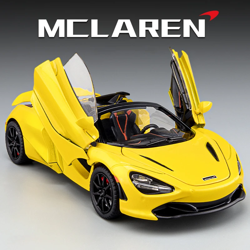 1:24 McLaren 720S Spider Supercar Alloy Car Diecasts & Toy Vehicles Car Model Sound and light Pull back Car Toys Gifts