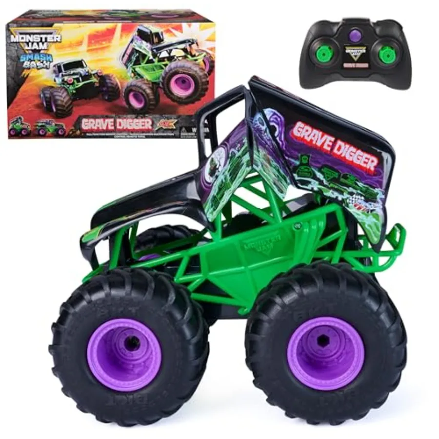 

Официальная радиоуправляемая машинка Monster Jam Smash Bash Grave Digger, масштаб 1:15, для игр в помещении и на улице, для мальчиков и девочек от 4 лет, Dura
