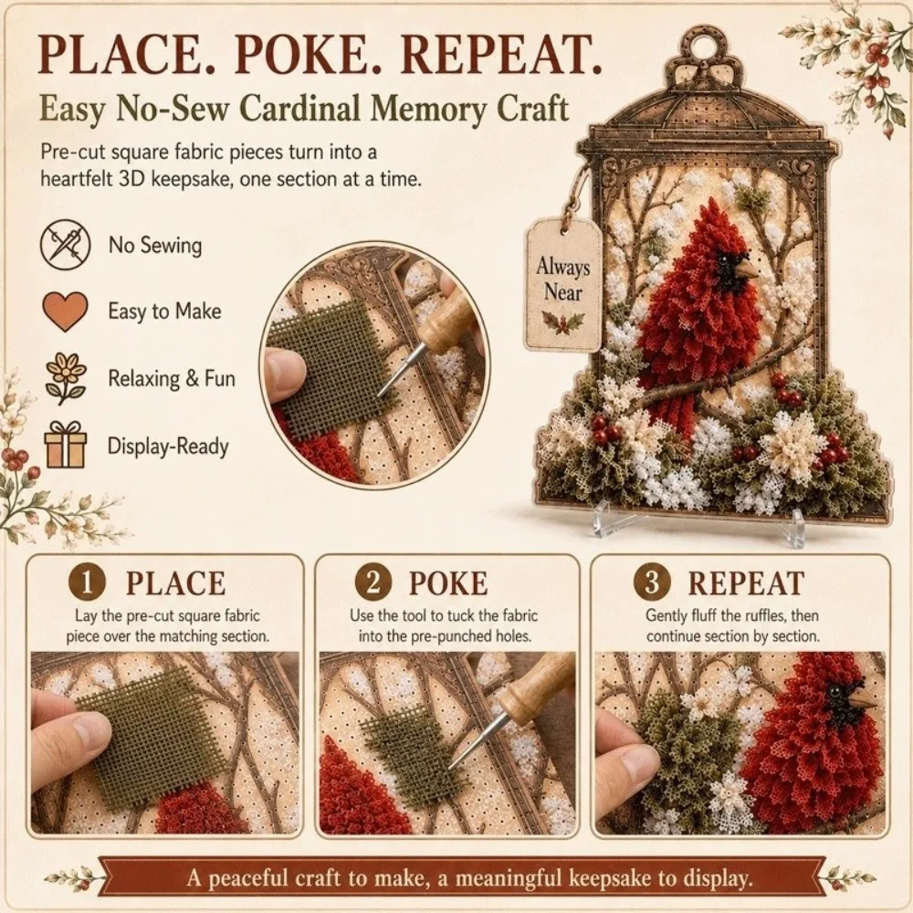 Nicht nähen, Stoff-Poke-Art, dicke Platte, einfaches Zubereiten, Nadel-Bastelset, vorgefertigter Poke-Stift, 3D-Strukturplatte, handgefertigt, ideal als Geschenk – Detail 8