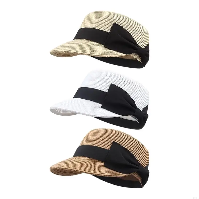 

B95F Popular Woven Straw Sun Hat For Women Foldable Design Wide Brims Sun Breathable Beach Hat for Music Festival