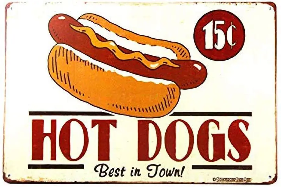 Metallschild, tolles Aluminium-Blechschild, HOT Dogs Diner Wanddekor-Schild – Aluminium