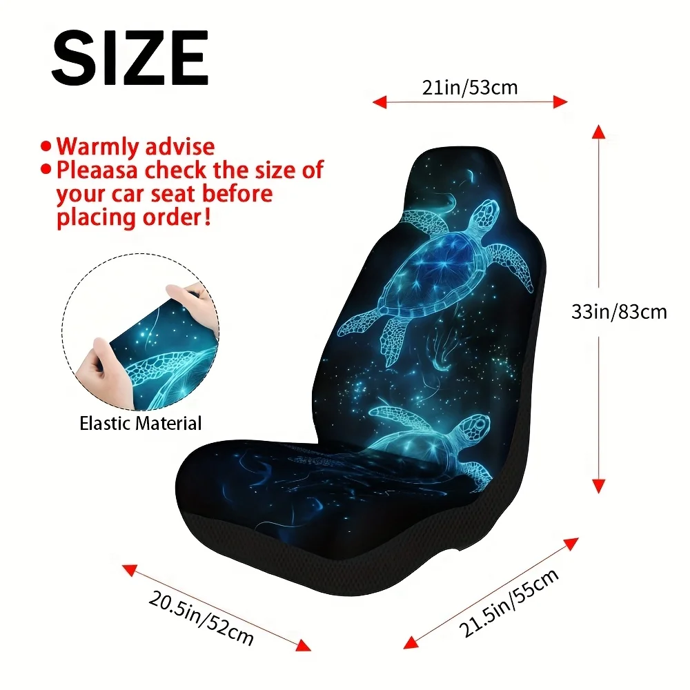 Set Of 2, Cosmic Sea Turtles Journey Themed Universal Car Seat Covers – Premium Quality, Stylish Seat Protectors, Enhanced Comfo